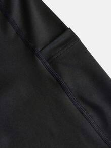 SHEIN Girlism Teen Girls' Knit Plain Patch Pocket Casual Leggings 2pcs/Set