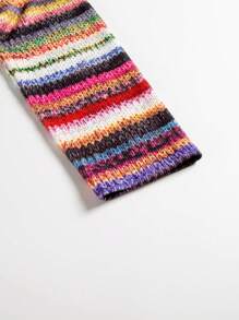 女式長袖休閒條紋夾克,適用於秋冬季節 - 彩色 - 查看 7