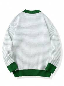 Men's Colorblock Striped Sweater For Autumn And Winter - White - View 2