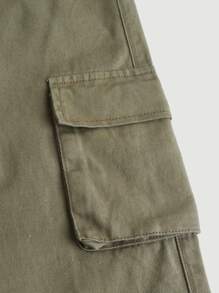 SHEIN Cô gái Quần legging thẳng Với Nhiều Túi - xanh quân đội - Xem 4