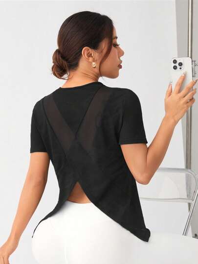 Easithlete Camiseta deportiva con espalda cruzada y sin espalda, ajustada, top de tanque para gimnasio para mujeres