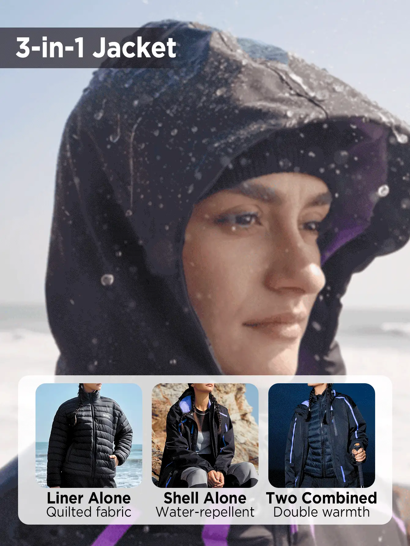 In My Nature Chaqueta Para Mujer De Softshell Para Exteriores Y Con Aislamiento - Negro - Ver 4