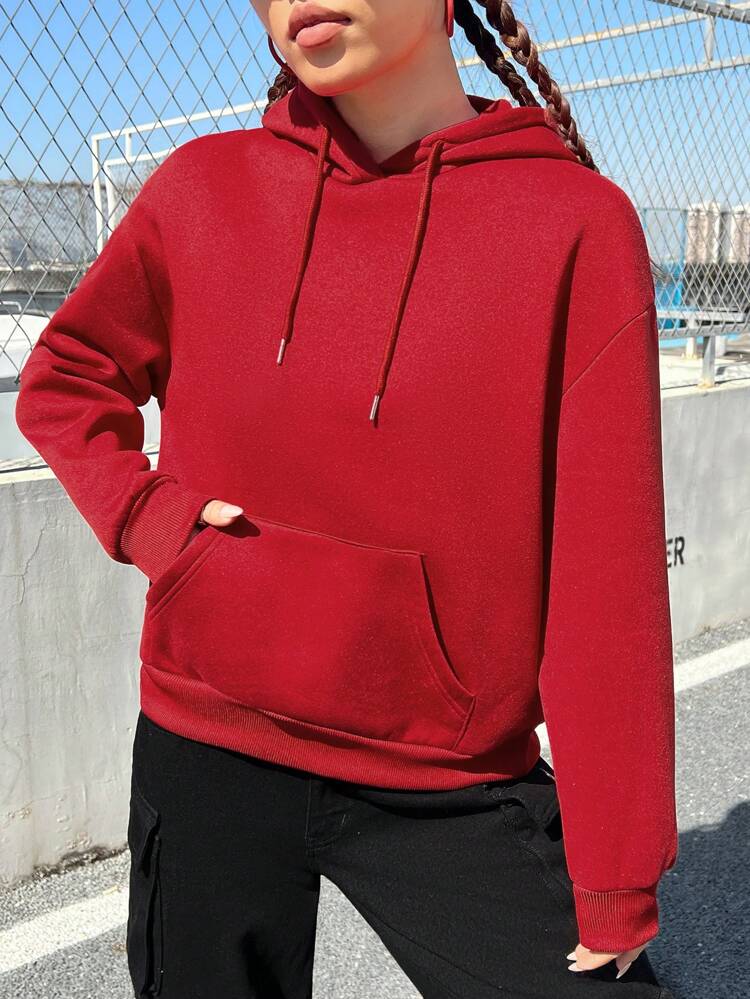 Letter Printed Drawstring Hoodie, Back Design