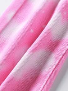 小女孩的心形和雲形印花喇叭牛仔褲,無彈力 - 粉色 - 查看 3