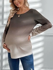 SHEIN Maternity Ombre T-Shirt - Brown - View 5