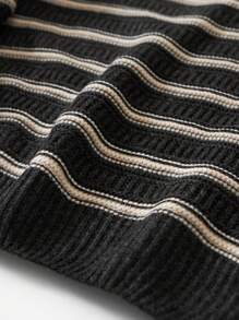 RueChic Men's Striped Drop Shoulder Sweater - Dark Grey - View 3