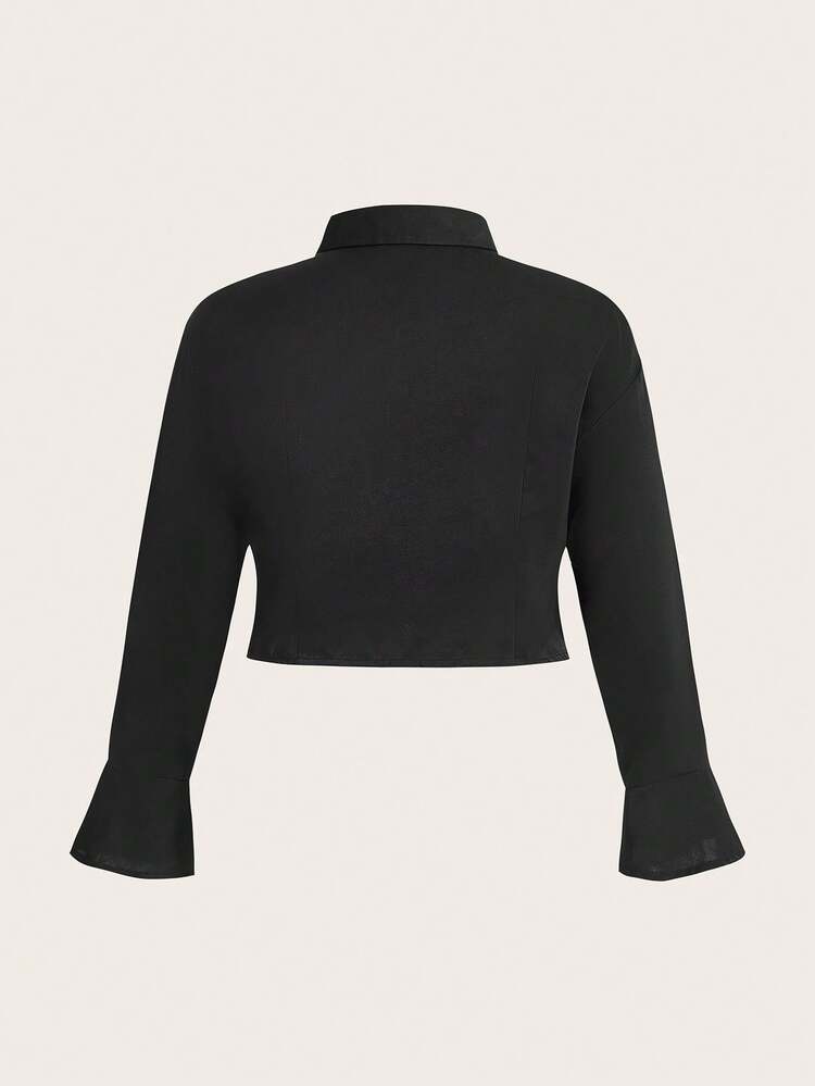 Plus Size Drape Front Bell Sleeve Blouse