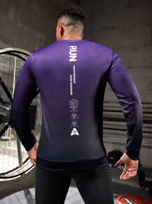 Gym Rark Boyfriend Style Men's Letter Printed Sports Sweatshirt Boyfriend Style Men Sweatshirt - Purple - View 1