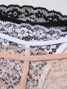 3 cái/bộ Của phụ nữ Ren Quần lót Thong Quần lót không đường may Đồ lót - Nhiều màu - Xem 6