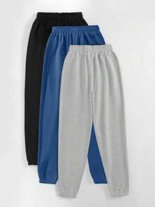 SHEIN Unity Women's Casual Simple Style Thermal Lined Sweatpants Set - Multicolor - View 2