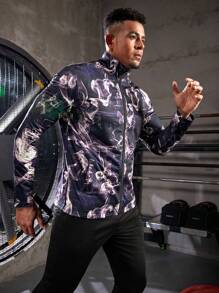 Gym Rark Boyfriend-Stil Herren Voll-Muster Reißverschluss Sport Jacke Workout Oberteil Sport Jacke - Schwarz und Weiss - Übersicht 4