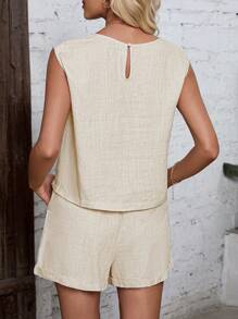 EMERY ROSE Của phụ nữ Màu thuần Giải trí Bộ - Màu be - Xem 2