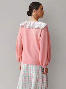 SWEET KILLER Designer Women Balloon Sleeve Frill Trim Top, Fall, For Autumn & Winter, Holiday, Vacation, Festival