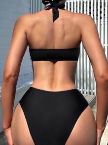 SHEIN Swim Women's Lace-Up Bikini Set Summer Beach