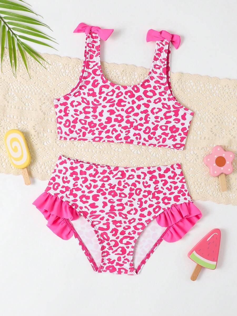 Young Girl Leopard Print Bikini Set - Multicolor - View 1