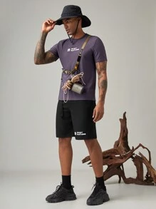 SHEIN In My Nature 男士字母印花圓領短袖T恤夏季款