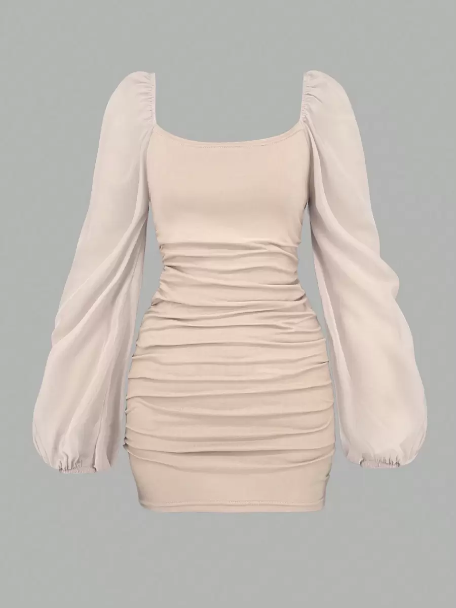 Chiquease Women's Lantern Sleeve Ruffled Long Sleeve Dress Fall Cloth For Women