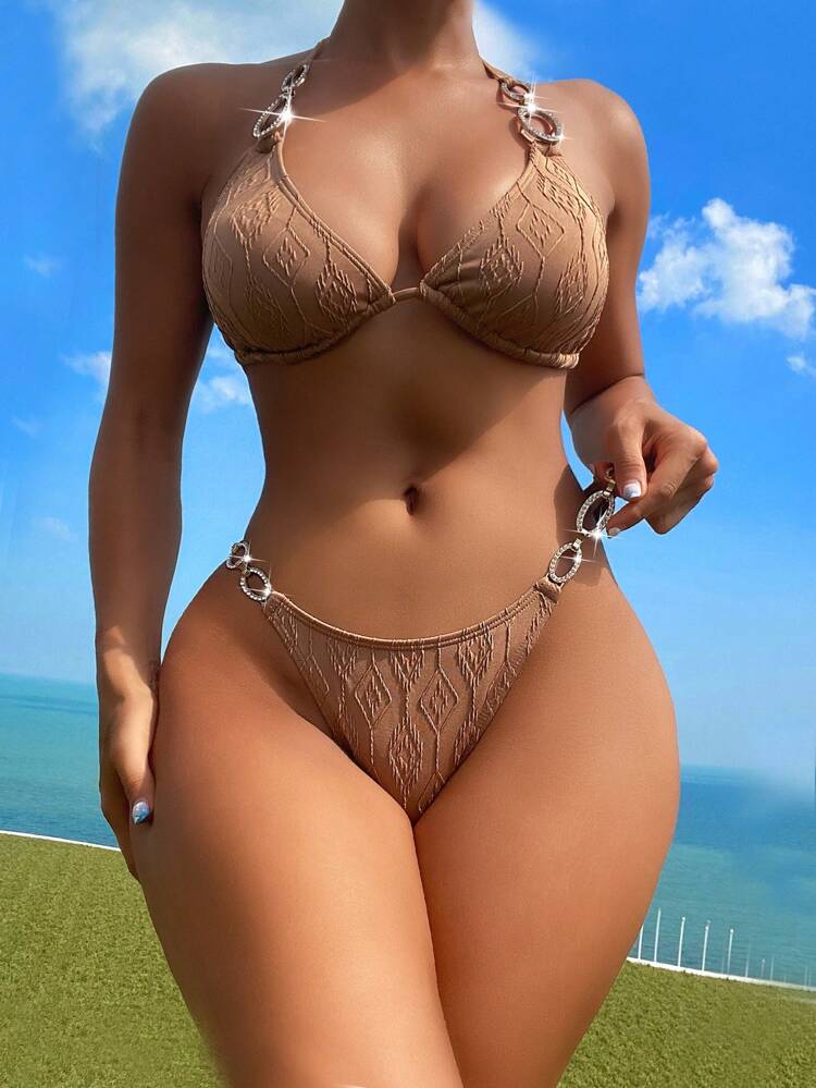 Ladies' Solid Color Bikini Set Summer Beach