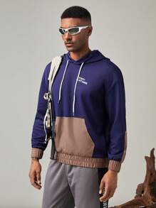 SHEIN In My Nature Men's Letter Printed Hooded Outdoor Sweatshirt - Multicolor - View 4