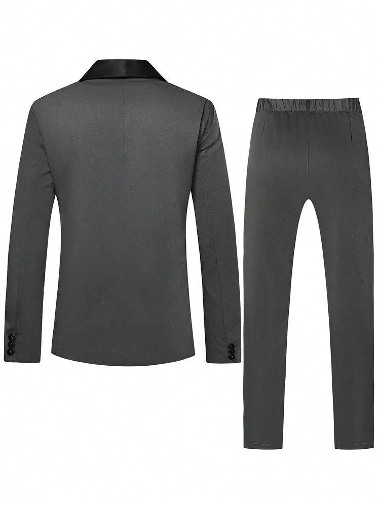 Men's Contrast Color Shawl Collar Suit Set