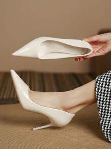 Women's Elegant Pointed Toe High Heel Pumps, Fashion Office Dress Shoes - Beige - View 2