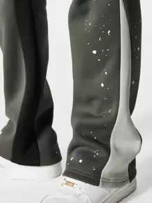 SUMWON 绘画喇叭裤运动运动宽裤性能底部油漆飞溅图案街头服饰秋冬舒适休闲运动风格 - 彩色 - 查看 5