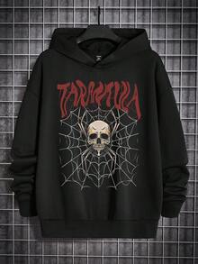 Manfinity LEGND 男款字母和骷髏圖案連帽衛衣 - 黑色 - 查看 4