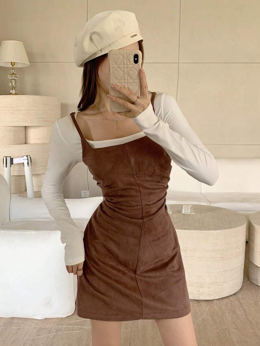 DAZY Women's Pleated Cami Dress - Brown - View 1