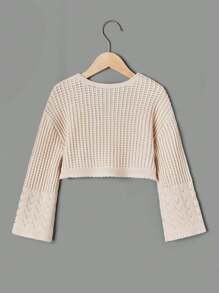 Sweatshirt Con Mangas Acampanadas Y Ajuste Cómodo Para Chicas Adolescentes