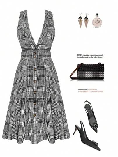 Calvaya Plus Size Plaid Dress Maxi Women Outfit