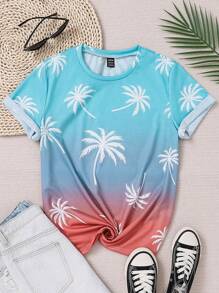 Của phụ nữ Cây cọ In Ngắn tay Áo thun - Nhiều màu - Xem 1