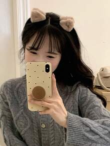 DAZY 毛茸茸貓耳朵造型髮垂夾 - 奶咖色 - 查看 4