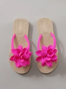 Modische Und Süße Blumen Verzierte Slip-on Strand Urlaub Frauen Pantoffeln