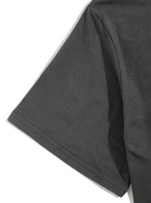 Camiseta de manga corta de cuello redondo informal de verano con estampado de cara sonriente gótica para hombre - Gris Oscuro - Ver 5