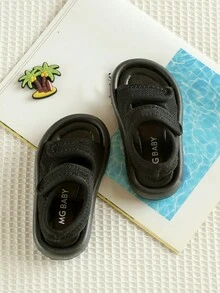 Children's Simple & Comfortable & Soft Neutral Flat Sandals - Black - View 4