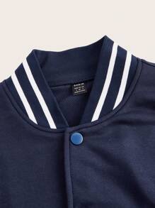 SHEIN Sports Damski Litera Nadrukowany Długi Rękaw Kurtka baseballowa I Joggersy Sport Garnitur - Granatowy - Zobacz 7