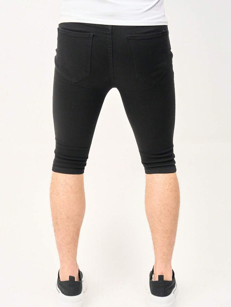 Men's Slim Fit Denim Shorts With Heart-Shaped Printed Design