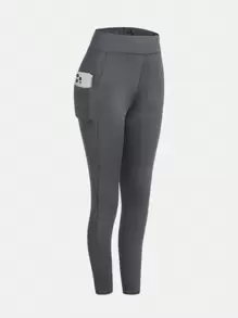 SHEIN Girlism Teen Girls' Knit Plain Patch Pocket Casual Leggings 2pcs/Set