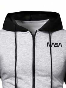 Manfinity Homme Men Letter Graphic Colorblock Hoodie & Sweatpants - Light Grey - View 3