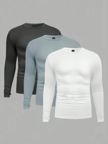SHEIN 男式休閒針織圓領長袖t恤 - 彩色 - 查看 14