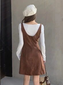 DAZY Women's Pleated Cami Dress - Brown - View 6