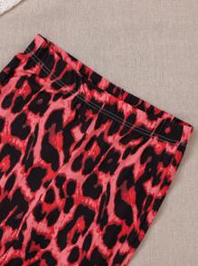 Teenage Girls' Lip Pattern Printed T-Shirt And Leopard Print Flare Pants Set - Multicolor - View 7