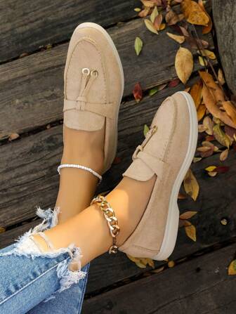 2025 Höst Dam Casual Khaki Bekväma Platta Loafers, Sneakers, Slip-On Mockasiner