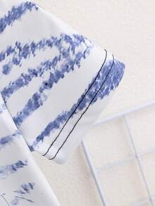 Baby Boy's Comfortable Color Block Tiger Print Short Sleeve Top And Letter Printed Shorts Set - Black and White - View 4