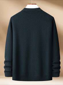 男士帶有字母貼片的拉鍊羊毛衫 - 綠色 - 查看 2