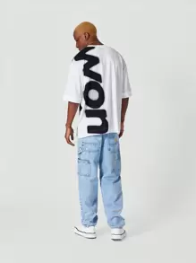SUMWON Oversized Fit Tee With Front And Back Graphic Print - White - View 4