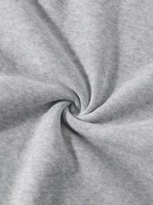 Men's Letter Printed Round Neck Sweatshirt - Grey - View 4