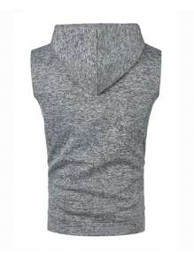 Men's Patch Detail Drawstring Hoodie - Grey - View 2