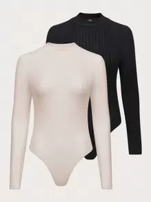 SHEIN Unity 女款純色羅紋針織連身衣 - 彩色 - 查看 1