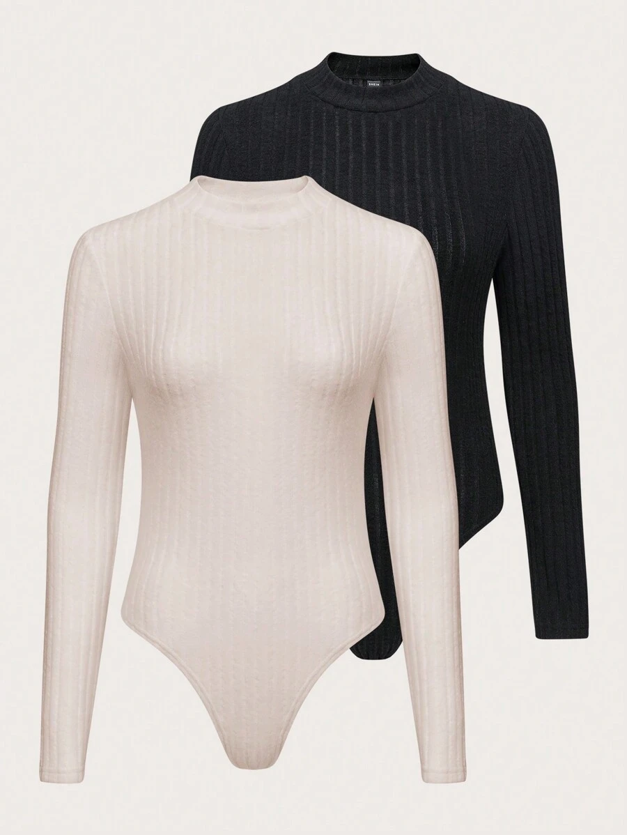 SHEIN Unity 女款純色羅紋針織連身衣 - 彩色 - 查看 1